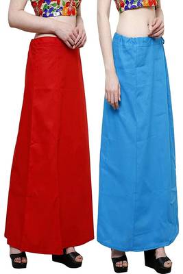 Multicolor Women's Cotton Plain Stitched Inskirt Saree Petticoats Combo 3