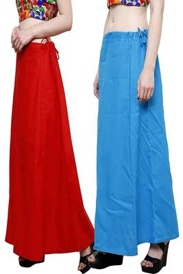 Multicolor Women's Cotton Plain Stitched Inskirt Saree Petticoats Combo 4