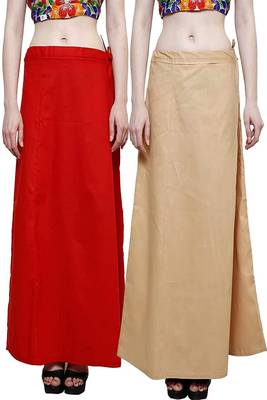 Multicolor Women's Cotton Plain Stitched Inskirt Saree Petticoats Combo 1