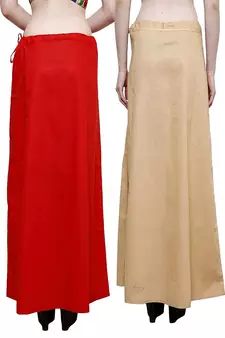 Multicolor Women's Cotton Plain Stitched Inskirt Saree Petticoats Combo