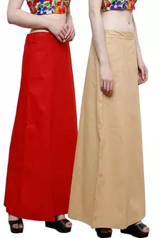 Multicolor Women's Cotton Plain Stitched Inskirt Saree Petticoats Combo