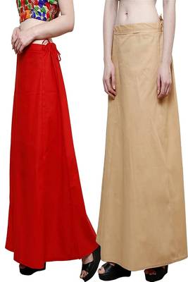 Multicolor Women's Cotton Plain Stitched Inskirt Saree Petticoats Combo 4