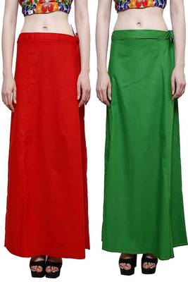 Multicolor Women's Cotton Plain Stitched Inskirt Saree Petticoats Combo 1