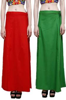 Multicolor Women's Cotton Plain Stitched Inskirt Saree Petticoats Combo