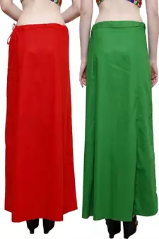 Multicolor Women's Cotton Plain Stitched Inskirt Saree Petticoats Combo