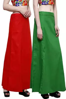 Multicolor Women's Cotton Plain Stitched Inskirt Saree Petticoats Combo