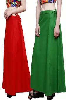 Multicolor Women's Cotton Plain Stitched Inskirt Saree Petticoats Combo