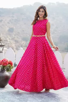 Women Pink Viscose Rayon Lehenga Choli Dupatta