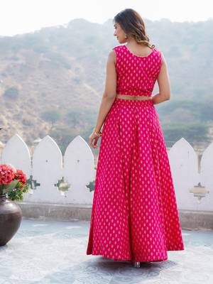 Women Pink Viscose Rayon Lehenga Choli Dupatta 4