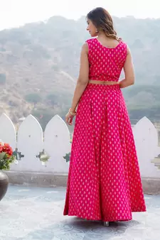 Women Pink Viscose Rayon Lehenga Choli Dupatta