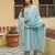 Women Sky Blue Pure Cotton Kurta with Trousers And Dupatta Set