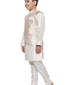 Cream Stripes SIlk Jacquard Kurta Pajama Set // Traditional Wear
