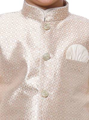 Cream Stripes SIlk Jacquard Kurta Pajama Set // Traditional Wear 4