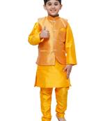 Orange Stripes SIlk Jacquard Kurta Pajama Set // Traditional Wear