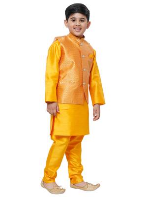 Orange Stripes SIlk Jacquard Kurta Pajama Set // Traditional Wear 3