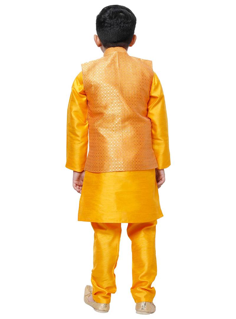 Orange Stripes SIlk Jacquard Kurta Pajama Set // Traditional Wear