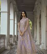 Lavender embroidered net salwar