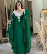 Green Georgette Embroidered Party Wear Kaftan