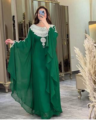 Green Georgette Embroidered Party Wear Kaftan  2