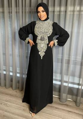 Eid Royal Dubai Beaded Kaftan Abaya Party Fancy African Clothing Crystal Fancy Work New Collection Dress 3