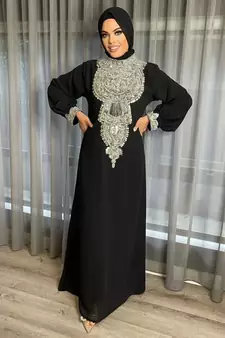 Eid Royal Dubai Beaded Kaftan Abaya Party Fancy African Clothing Crystal Fancy Work New Collection Dress