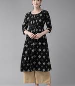 Black printed cotton ethnic-kurtis