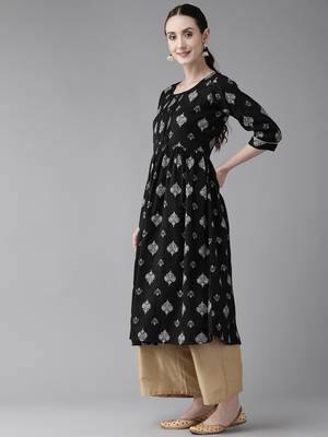 Black printed cotton ethnic-kurtis 3