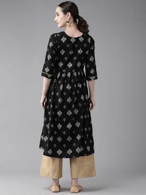 Black printed cotton ethnic-kurtis 4