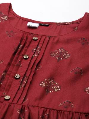 Maroon printed cotton ethnic-kurtis 2