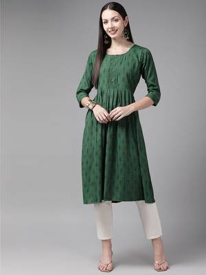 Green printed cotton ethnic-kurtis 1