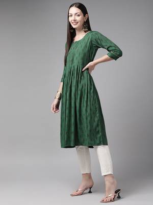 Green printed cotton ethnic-kurtis 3