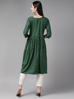 Green printed cotton ethnic-kurtis 4