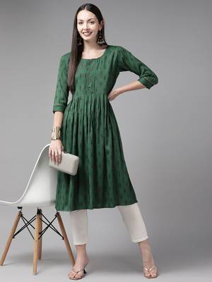 Green printed cotton ethnic-kurtis 5