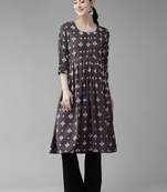 Grey printed cotton ethnic-kurtis