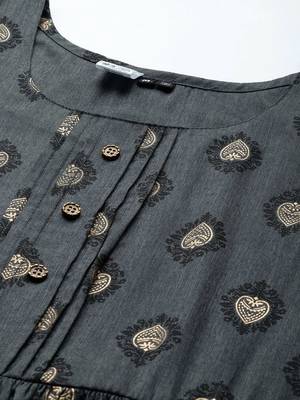 Grey printed cotton ethnic-kurtis 2