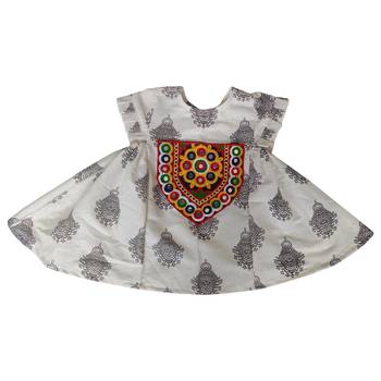 Aglare cotton bandhni frock ,,frocks for girls,, frocks for kids, frocks. white 1