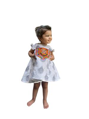 Aglare cotton bandhni frock ,,frocks for girls,, frocks for kids, frocks. white 2