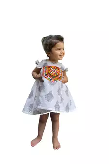 Aglare cotton bandhni frock ,,frocks for girls,, frocks for kids, frocks. white