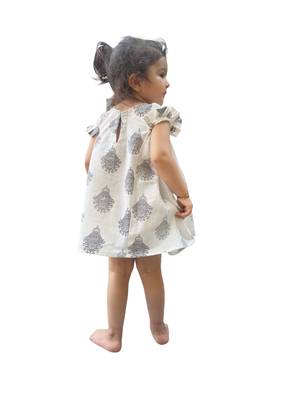 Aglare cotton bandhni frock ,,frocks for girls,, frocks for kids, frocks. white 3