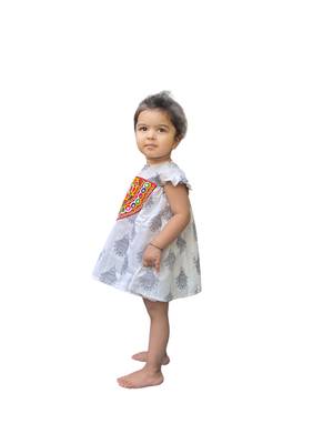 Aglare cotton bandhni frock ,,frocks for girls,, frocks for kids, frocks. white 4