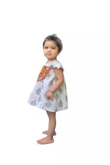 Aglare cotton bandhni frock ,,frocks for girls,, frocks for kids, frocks. white