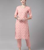 Pink printed cotton salwar