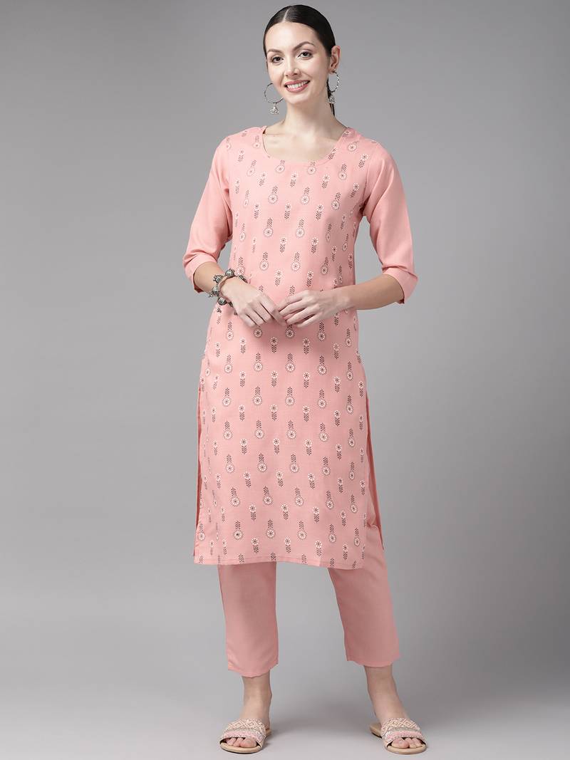 Pink printed cotton salwar