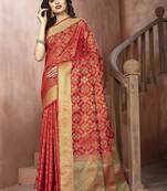 Red Woven Patola Saree With Blouse