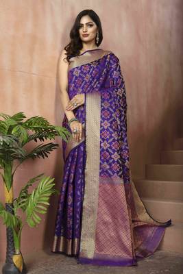 Purple Woven Patola Saree With Blouse 1