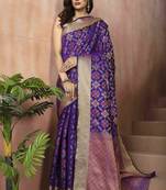 Purple Woven Patola Saree With Blouse