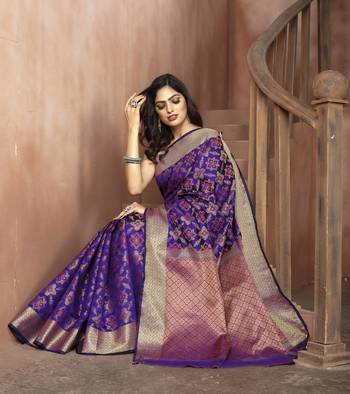 Purple Woven Patola Saree With Blouse 2