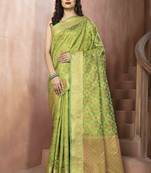 Green Woven Patola Saree With Blouse