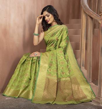Green Woven Patola Saree With Blouse 2