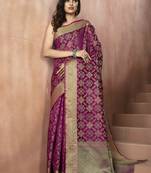 Wine Woven Patola Saree With Blouse